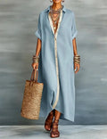 Odette Button-Down Shirt Midi Dress with Pockets - view 6
