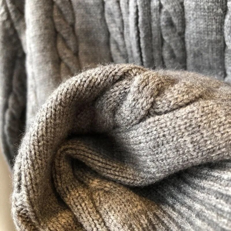 Fiona | Cropped Cable Knit Sweater with Half Zip Funnel Neck for Women