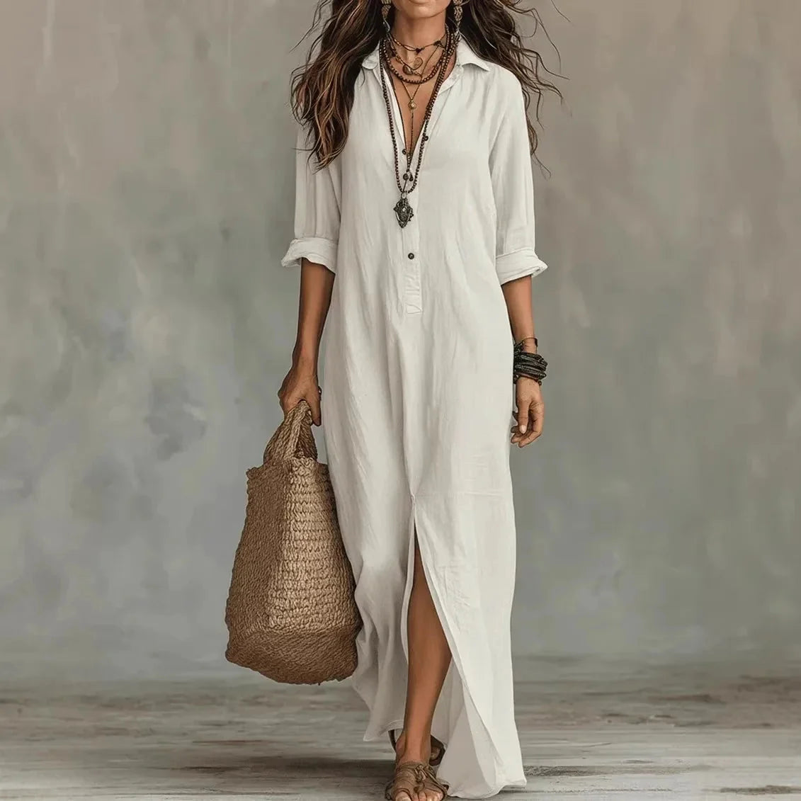 Lark Relaxed Shirt Dress - front view