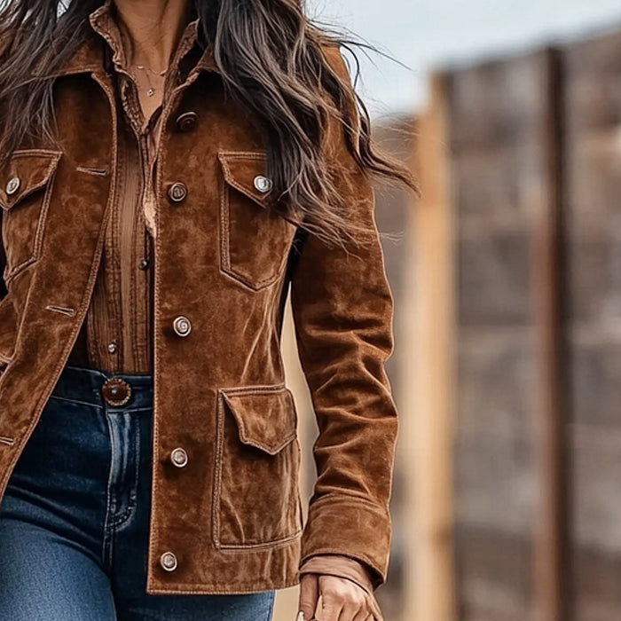 Sierra - Women's Western Button-Front Suede Jacket