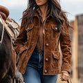 Sierra - Women's Western Button-Front Suede Jacket