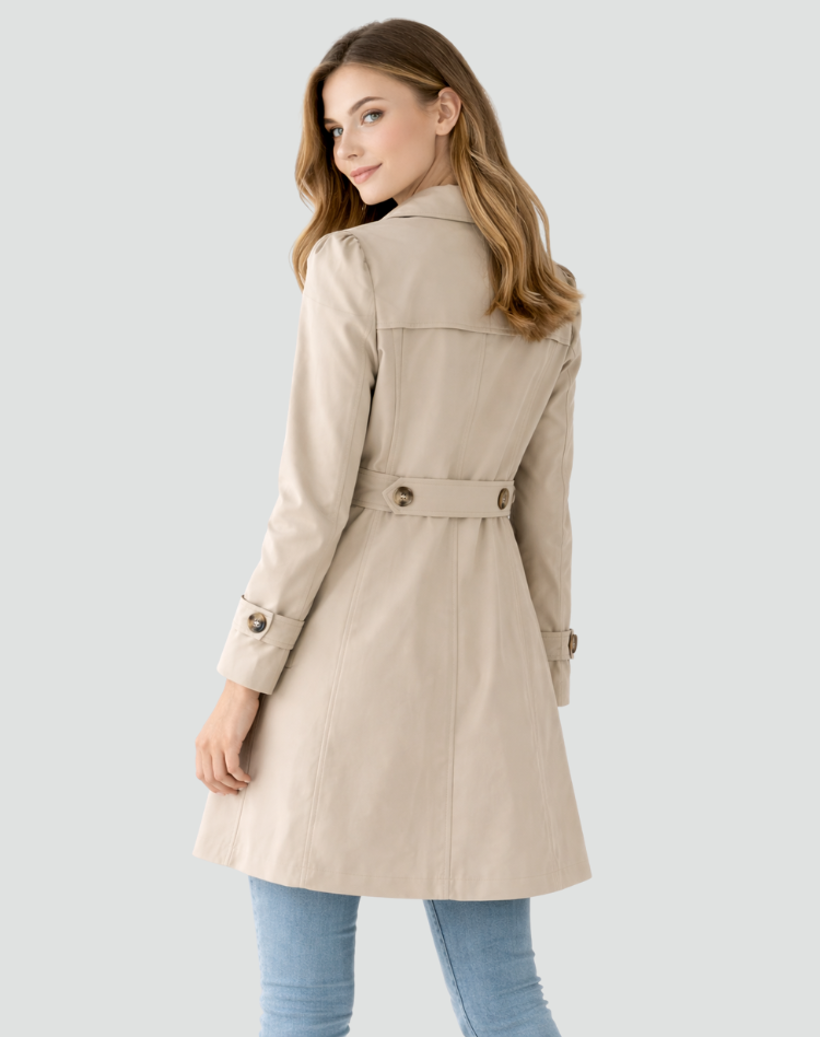 Talia Women's Trench Coat | Tailored Mid-Length, Classic Lapel