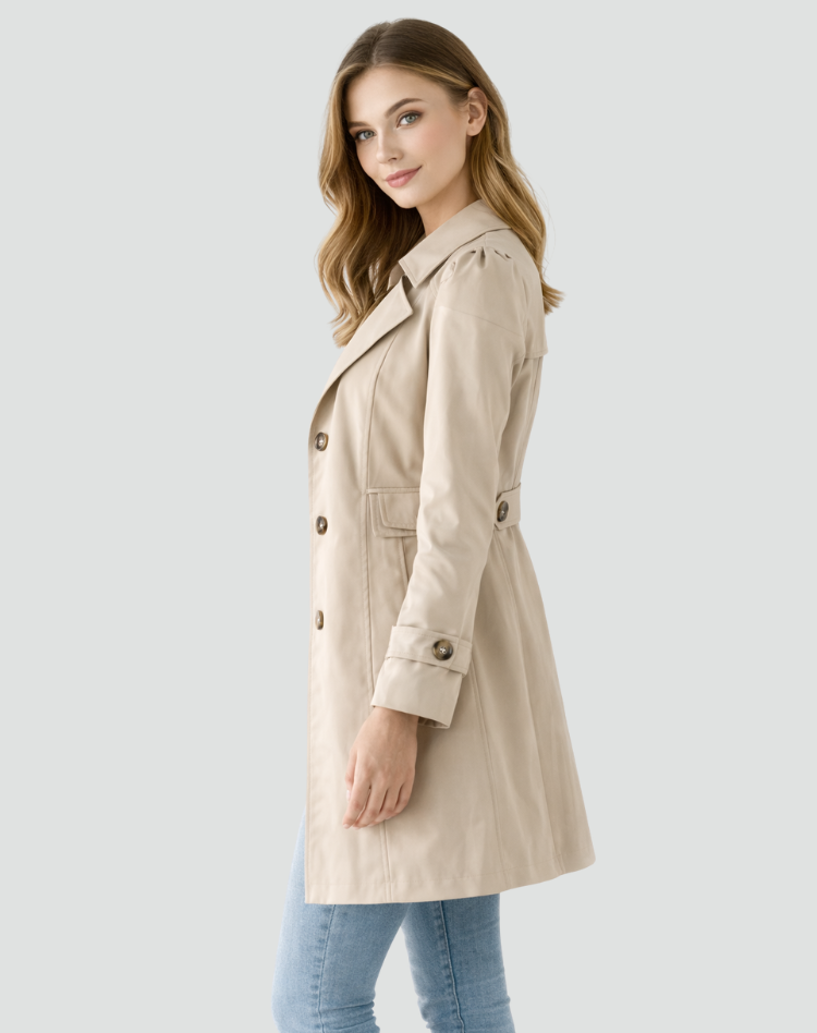 Talia Women's Trench Coat | Tailored Mid-Length, Classic Lapel
