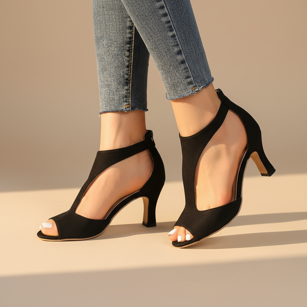 Wren Cushioned Block Heel Court Shoes - view 4