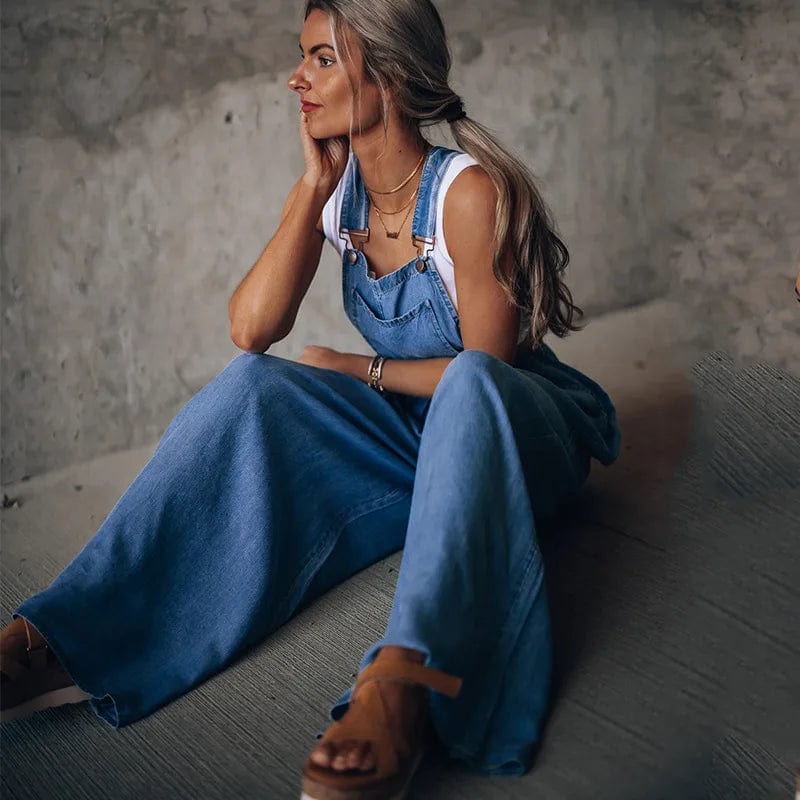 Blythe Wide Leg Denim Overalls - view 5