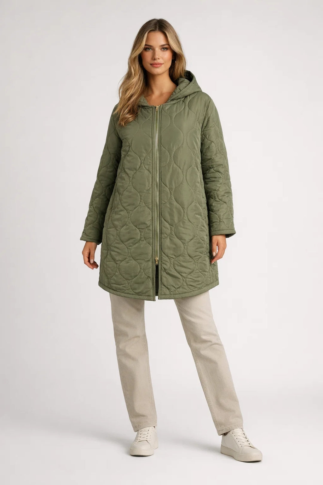 Willa Women's Coat | Quilted Hooded Knee-Length Outerwear