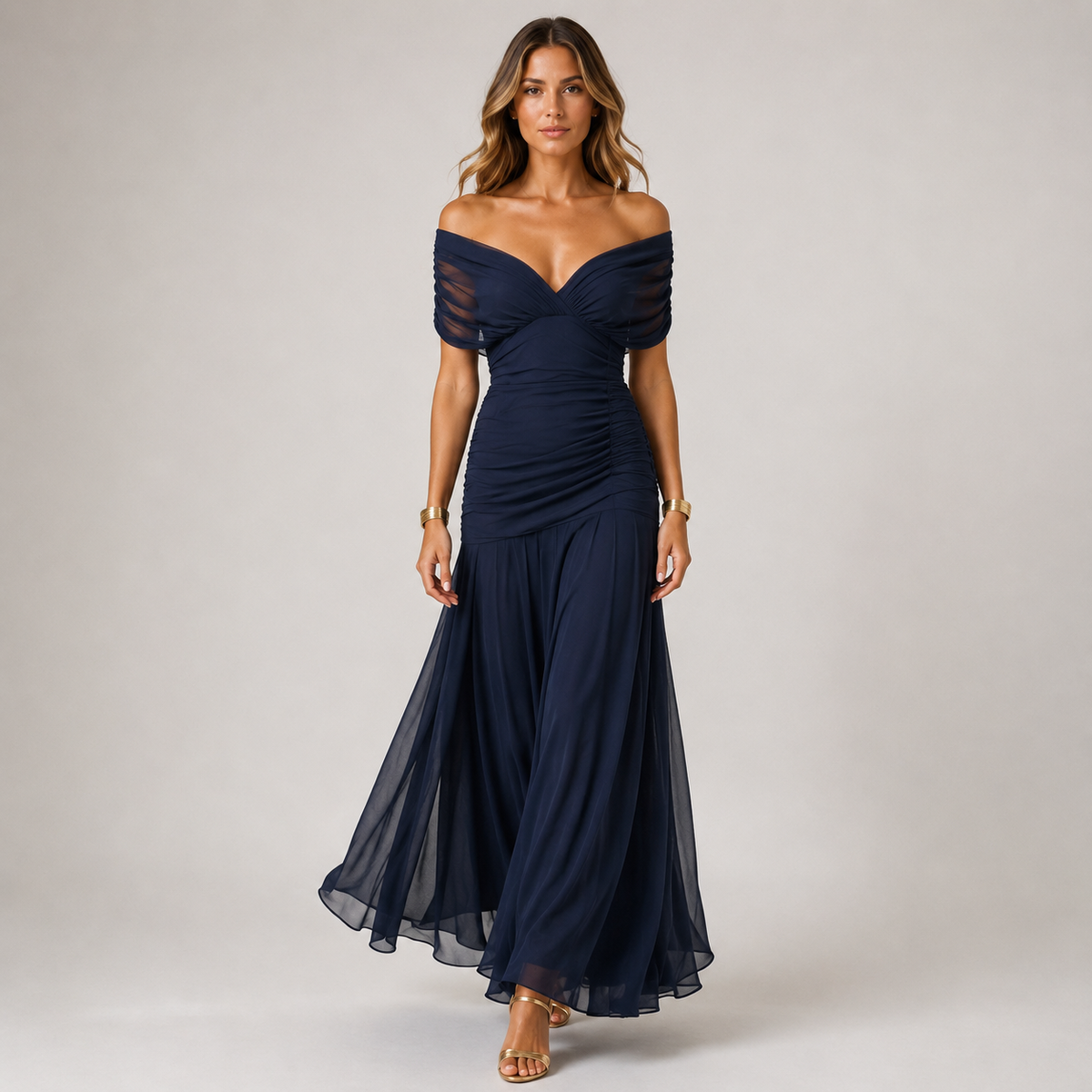 Women's Maxi Dress Viscose Chiffon Elegant Flowing Fit