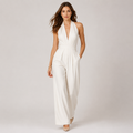 Women's Wide Leg Halter Jumpsuit Elegant One Piece Outfit