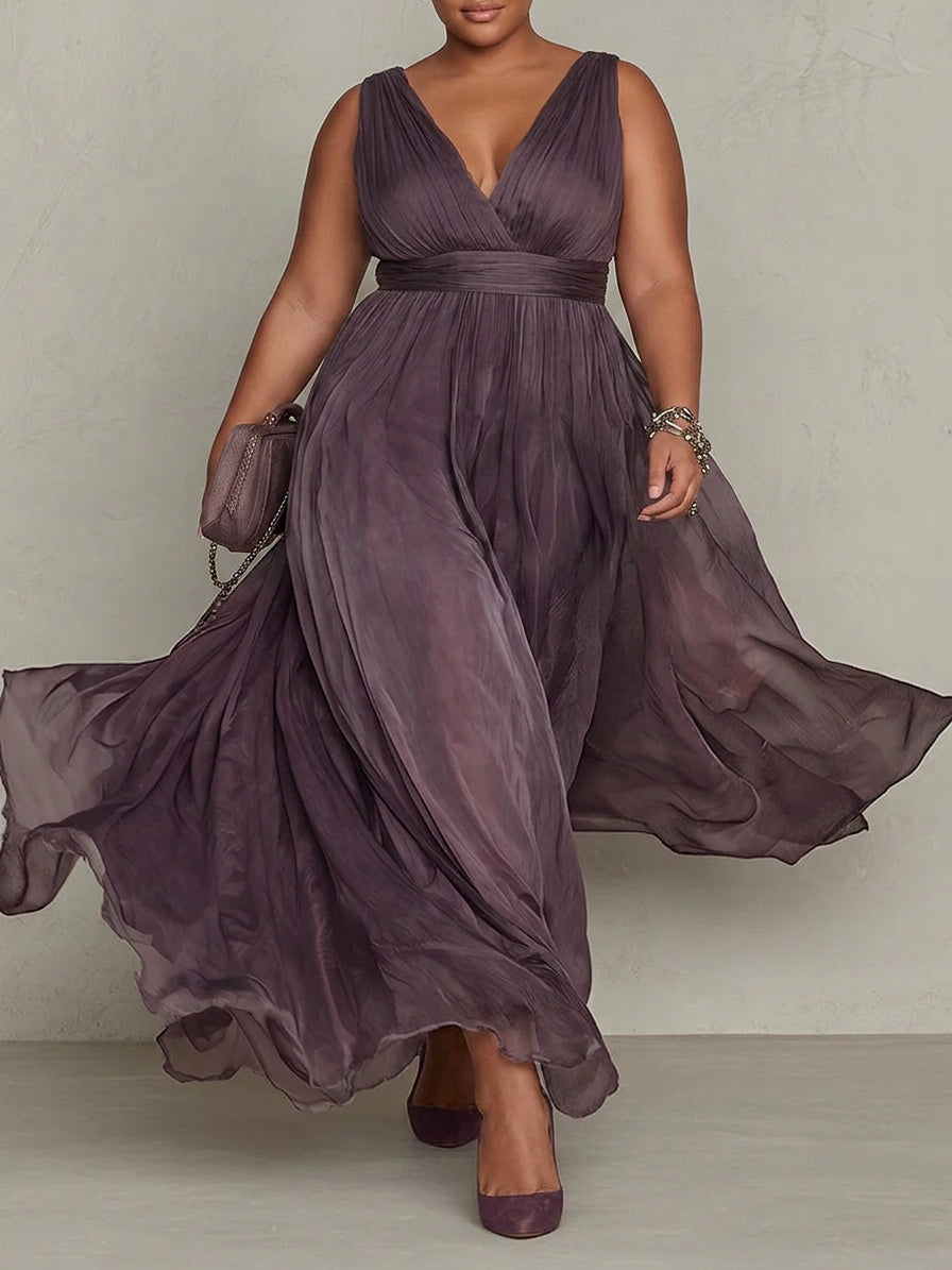 Aveline | Vintage Elegant Chiffon Maxi Dress