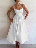 Anouk Pleated Spaghetti Strap Midi Dress - front view
