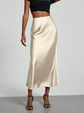 Verity | Swishy A Line Satin Midi Skirt for Women