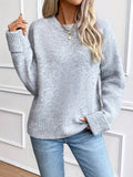 Lea Round Neck Turn Back Cuff Sweater - front view