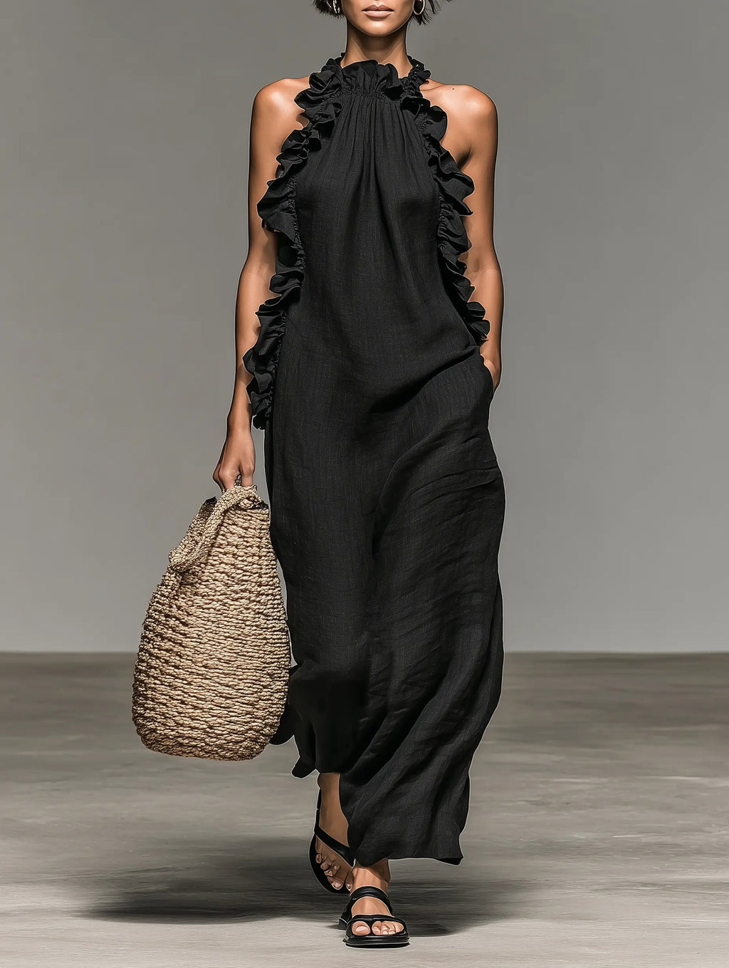 Zelda Ruffle Tiered Maxi Dress - front view