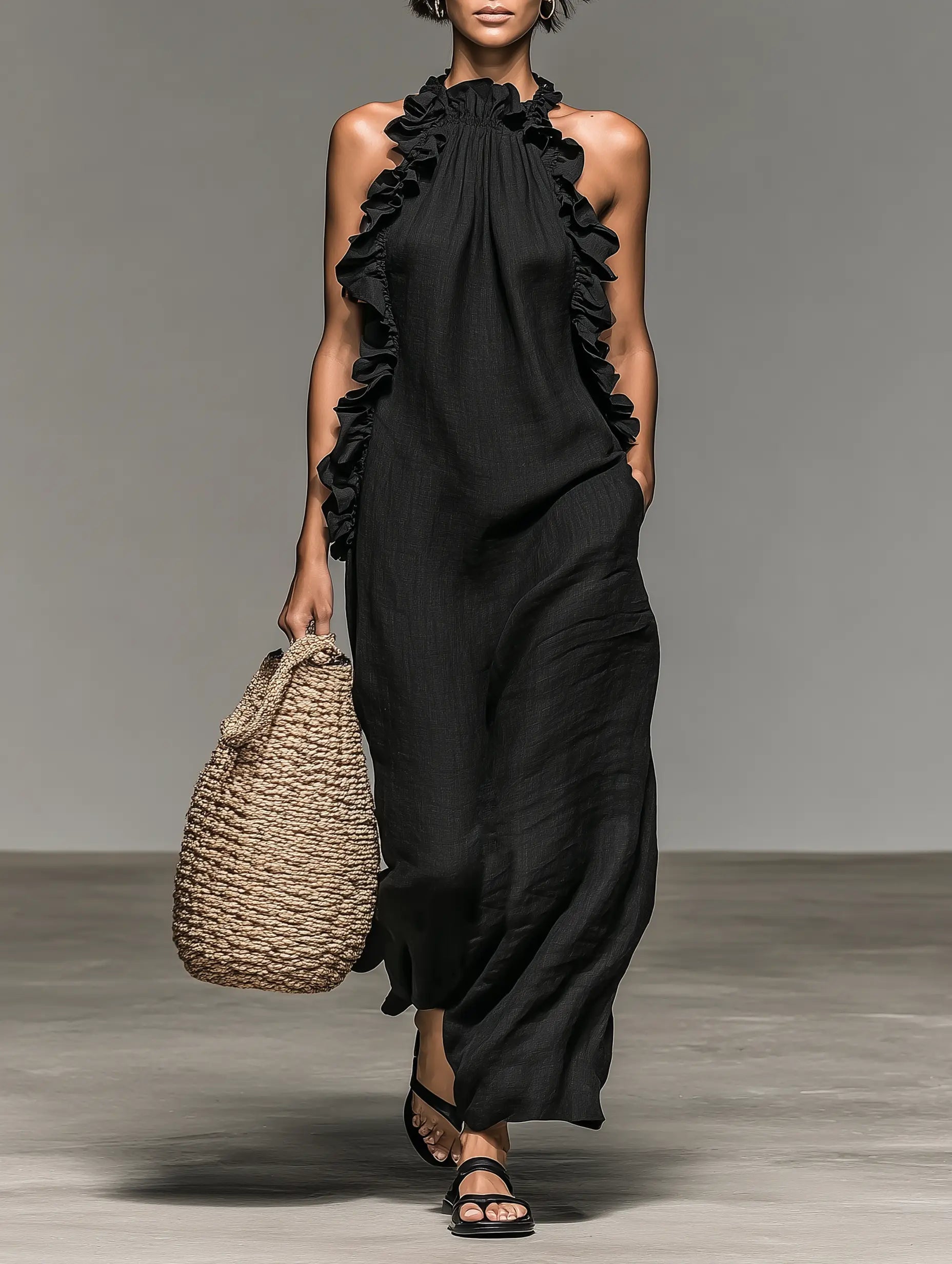 Zelda Ruffle Tiered Maxi Dress - front view