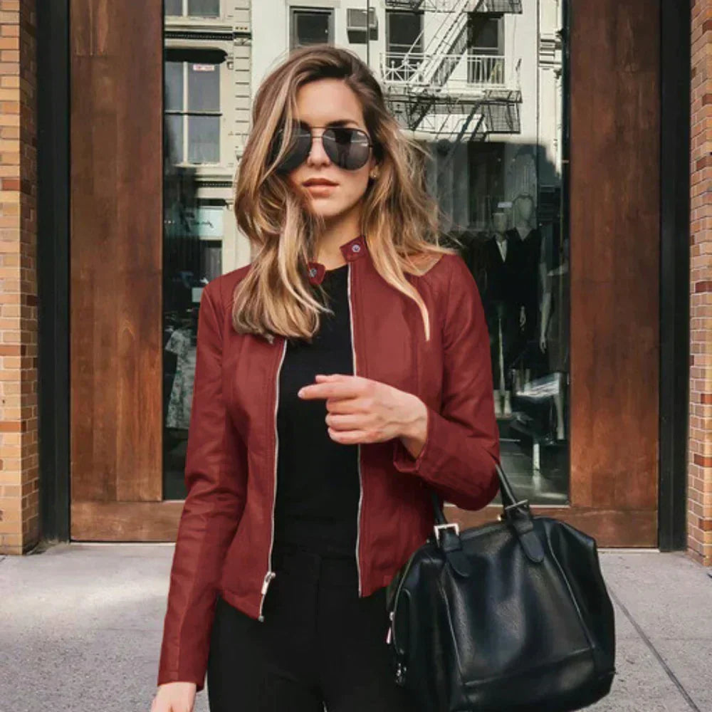 Abigail – Faux Leather Jacket with Timeless Cut for Women – view 12