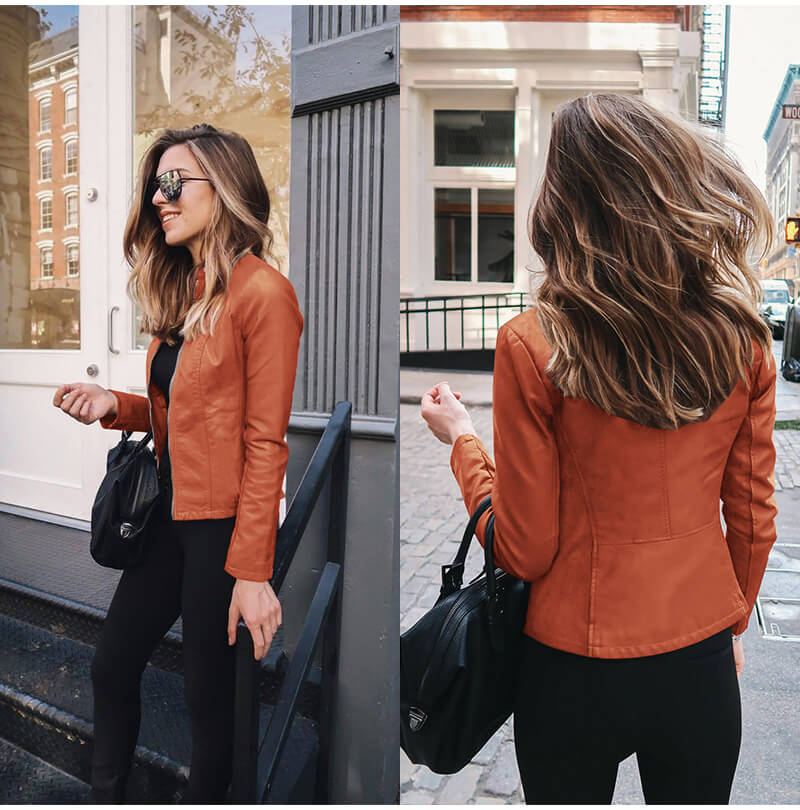 Abigail – Faux Leather Jacket with Timeless Cut for Women – view 5
