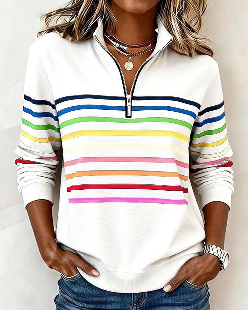 Adelphine – Kindled Striped Half Zip Knit Sweater for Women – view 6