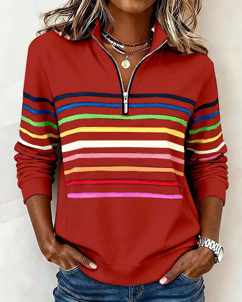 Adelphine – Kindled Striped Half Zip Knit Sweater for Women – view 9