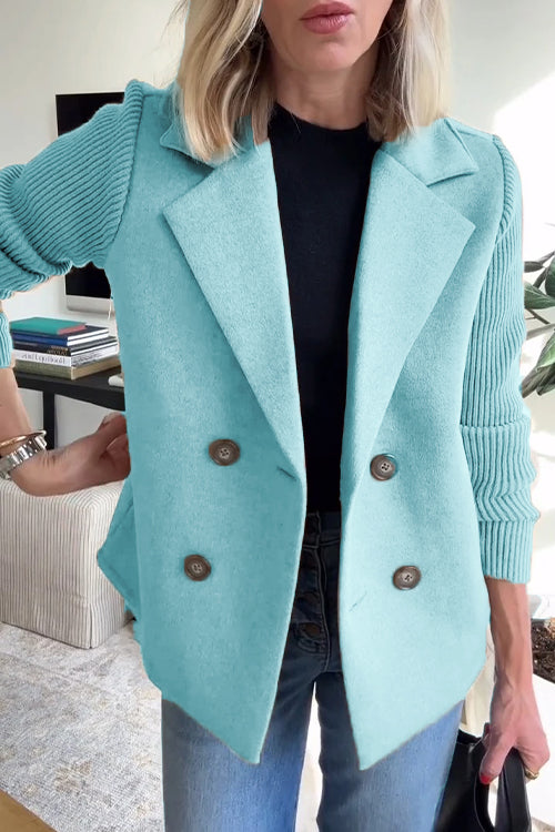 Alesia – Double Breasted Blazer with Spliced Knit Sleeves for Women – view 13