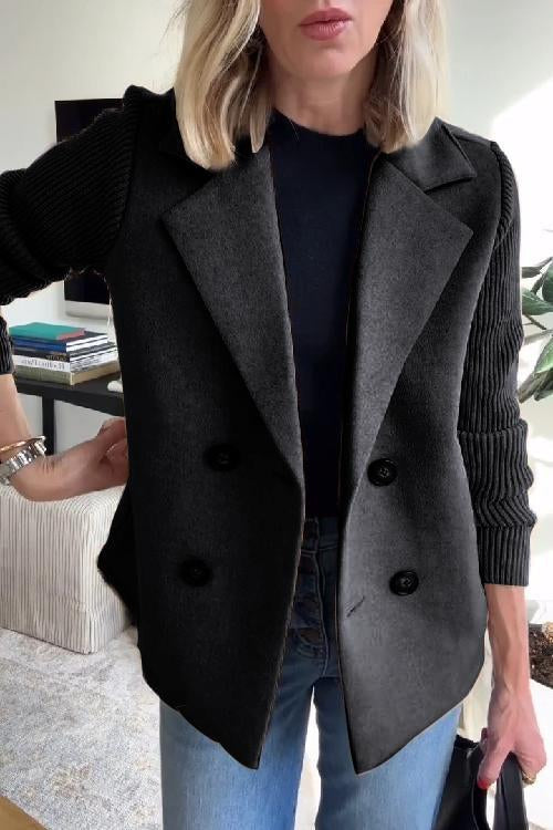 Alesia – Double Breasted Blazer with Spliced Knit Sleeves for Women – view 7