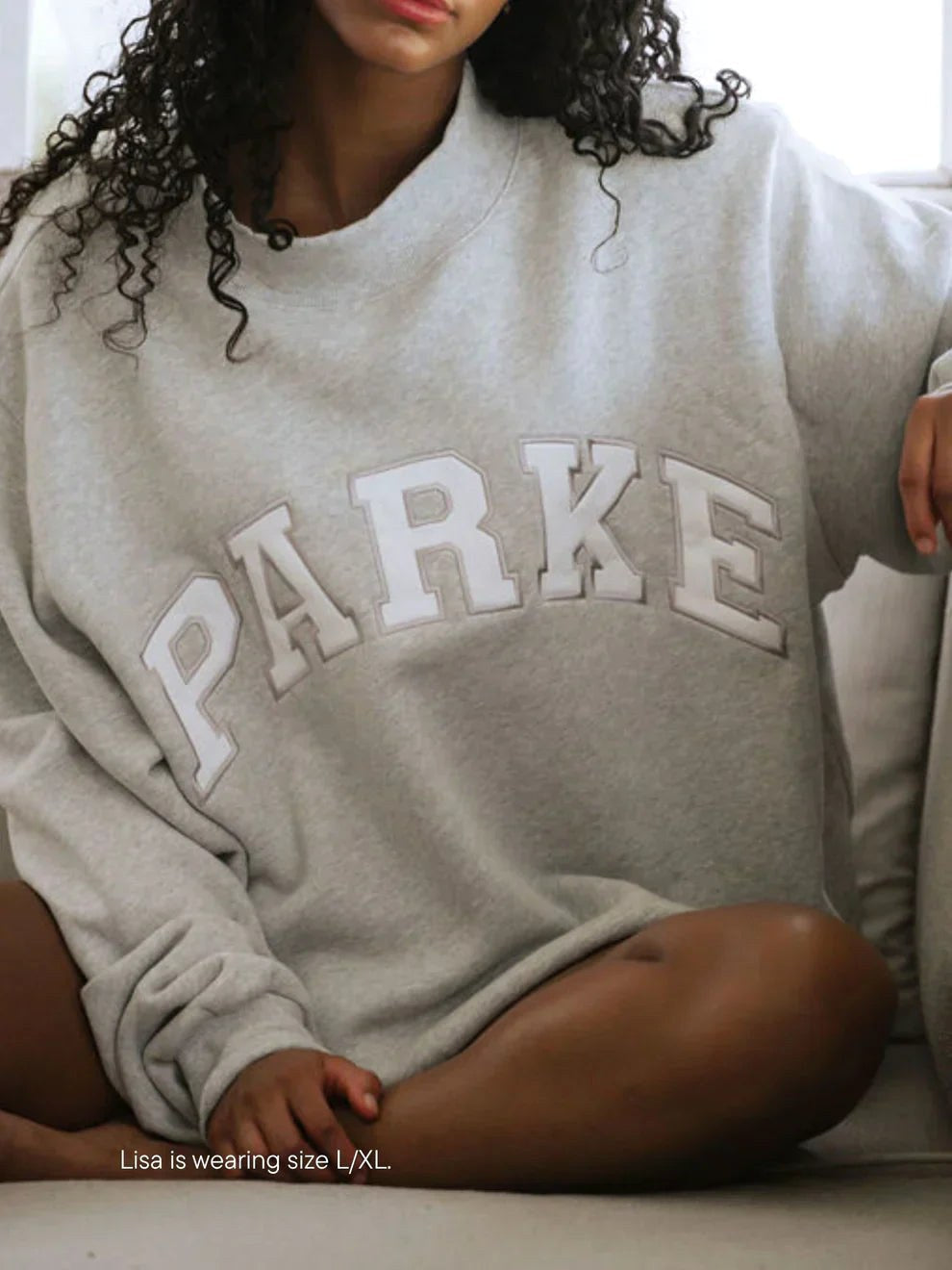 Annabelle – Women's Oversized Varsity Sweatshirt, Chenille Lettering Crewneck Jumper – view 12