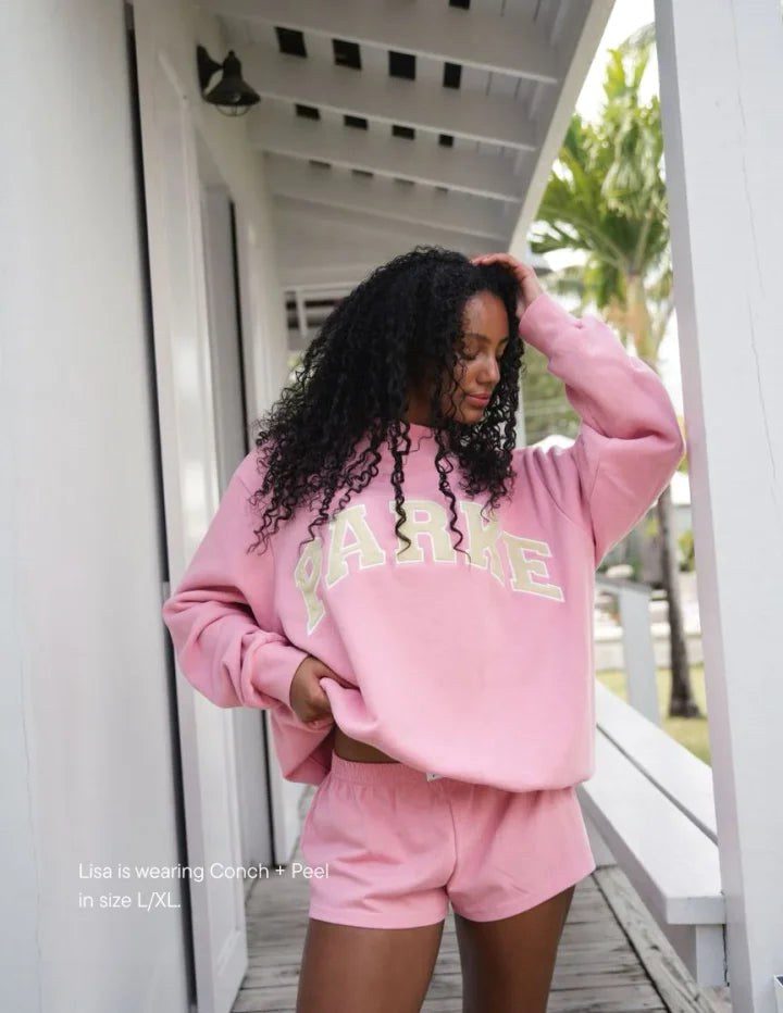 Annabelle – Women's Oversized Varsity Sweatshirt, Chenille Lettering Crewneck Jumper – view 6
