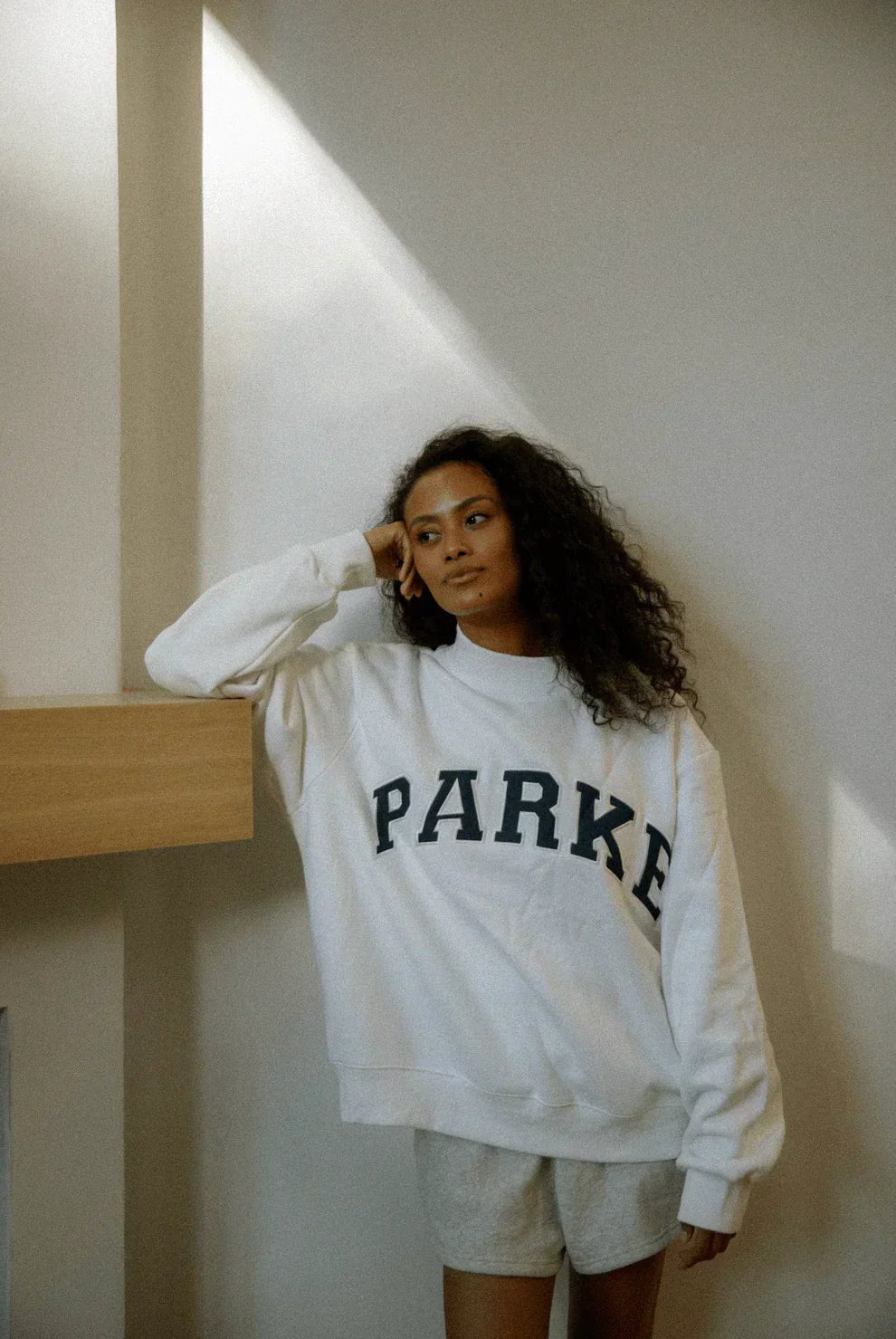 Annabelle – Women's Oversized Varsity Sweatshirt, Chenille Lettering Crewneck Jumper – view 9