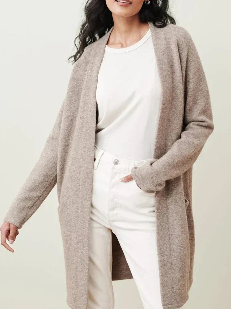 Aurelia - Women's Long Cardigan with Front Pockets – view 4