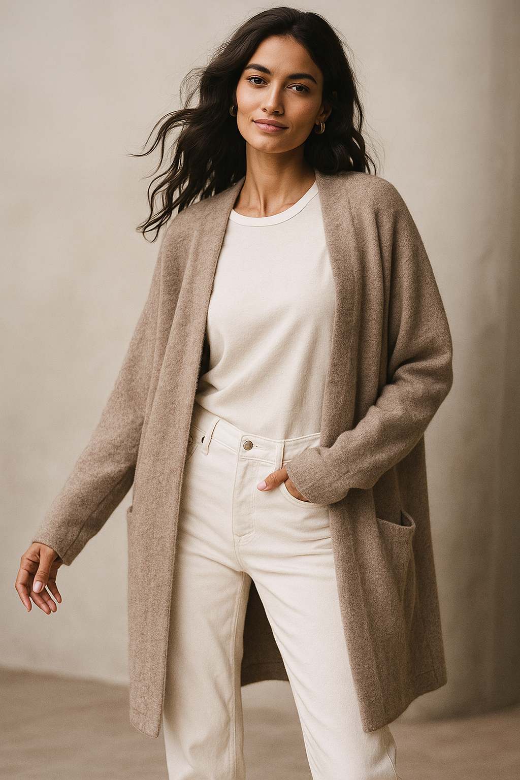 Aurelia - Women's Long Cardigan with Front Pockets – view 5