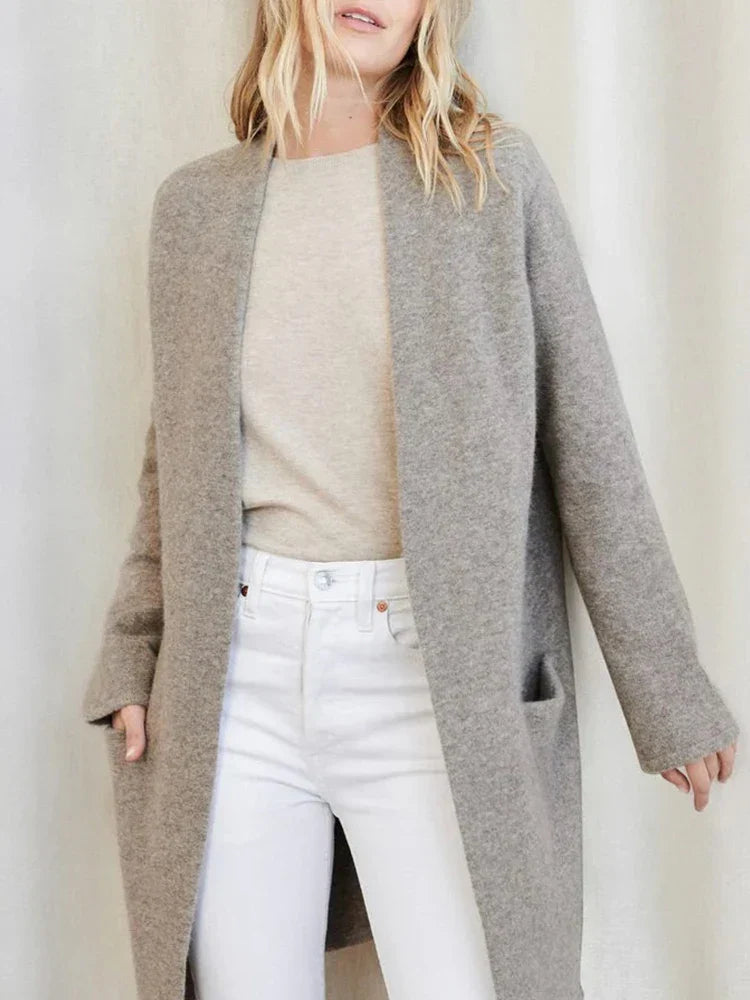 Aurelia - Women's Long Cardigan with Front Pockets – view 6