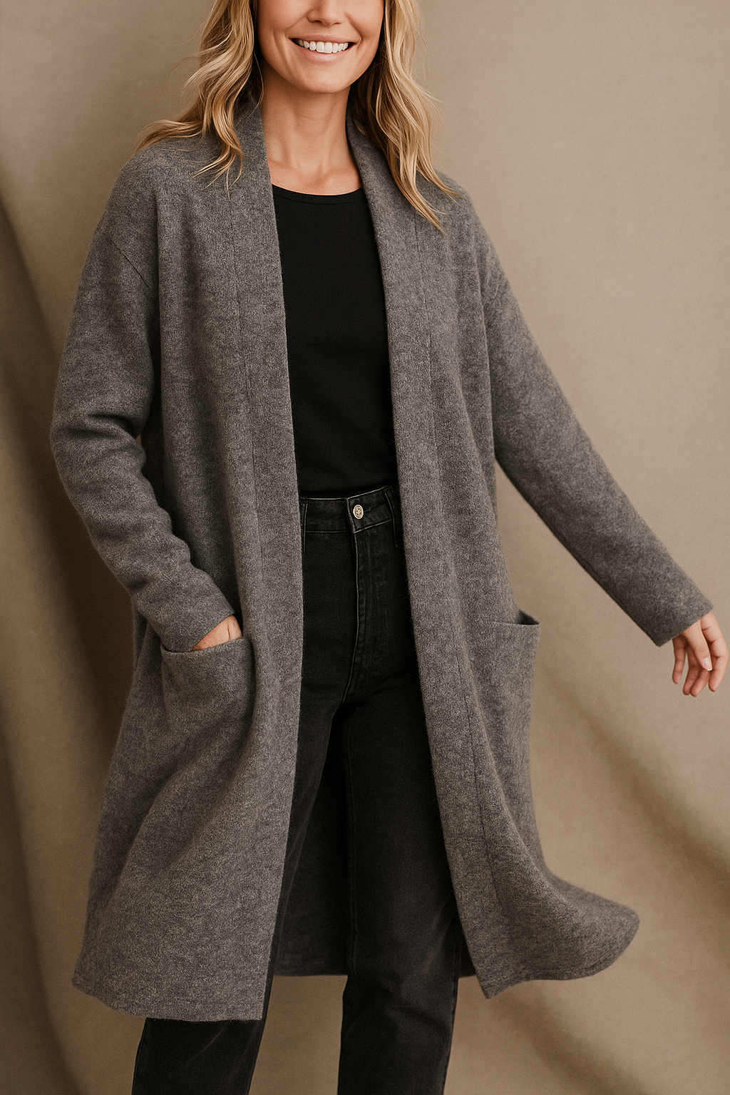 Aurelia - Women's Long Cardigan with Front Pockets – view 7