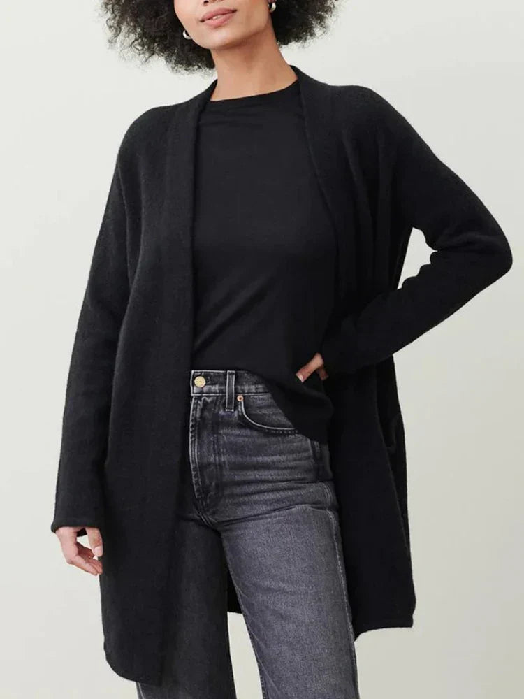 Aurelia - Women's Long Cardigan with Front Pockets – view 8