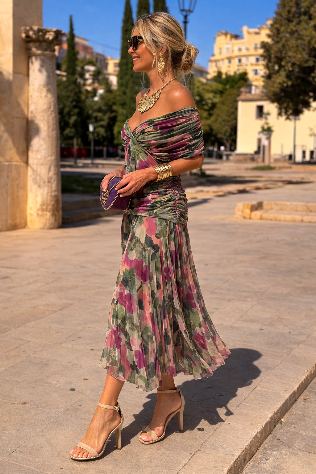 Aurelie | Women's V-Neck Chiffon Maxi Dress, Flowing Ankle-Length Dress