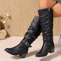 Delilah Studded Buckle Slouch Knee High Boots - view 3