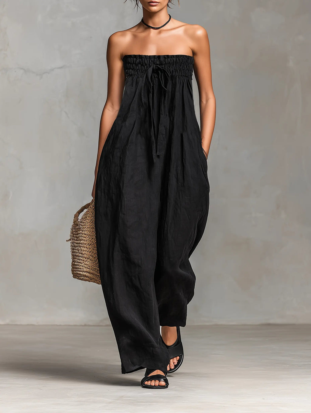 Vada Strapless Wide-Leg Jumpsuit - front view