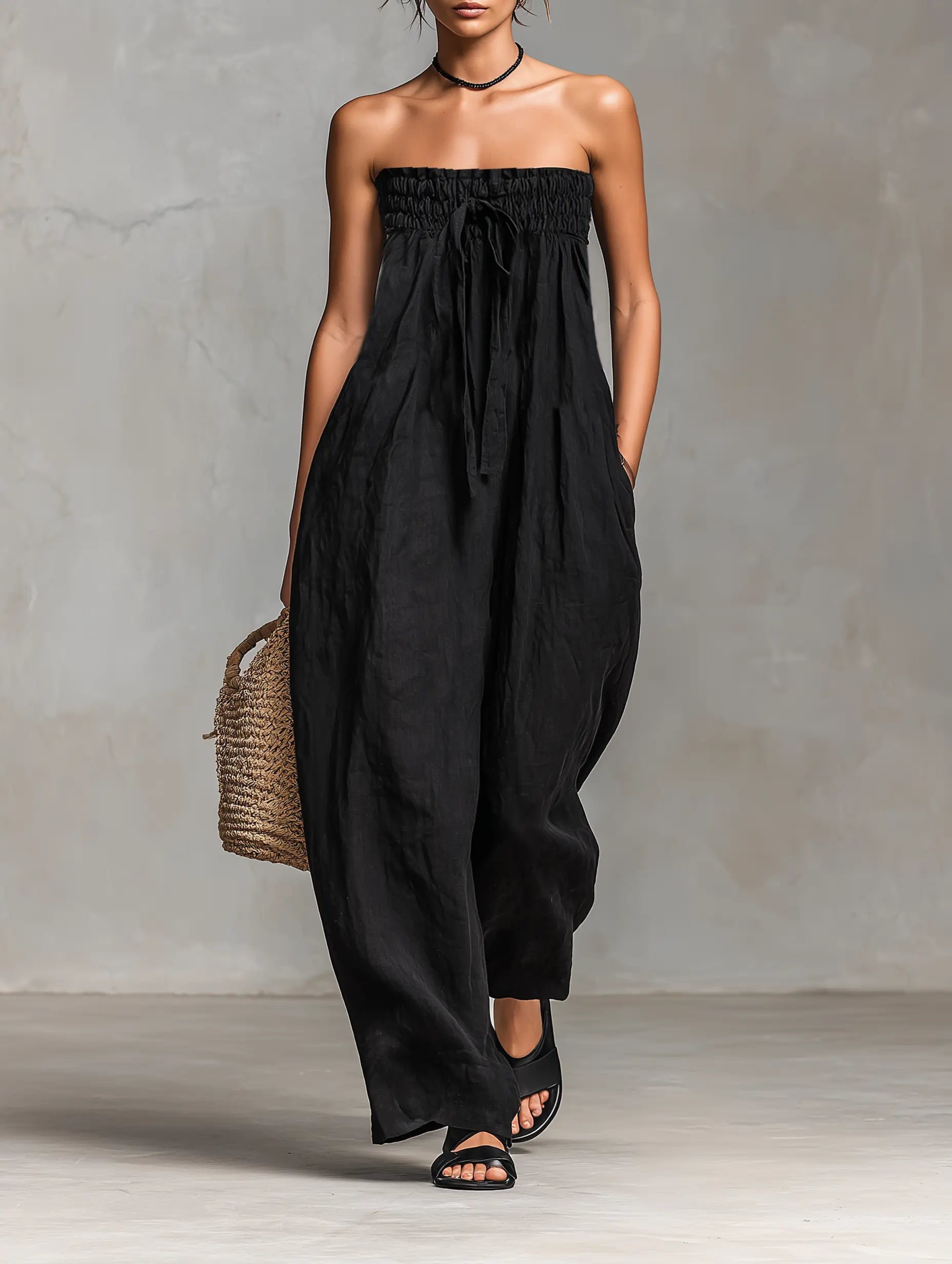 Vada Strapless Wide-Leg Jumpsuit - front view