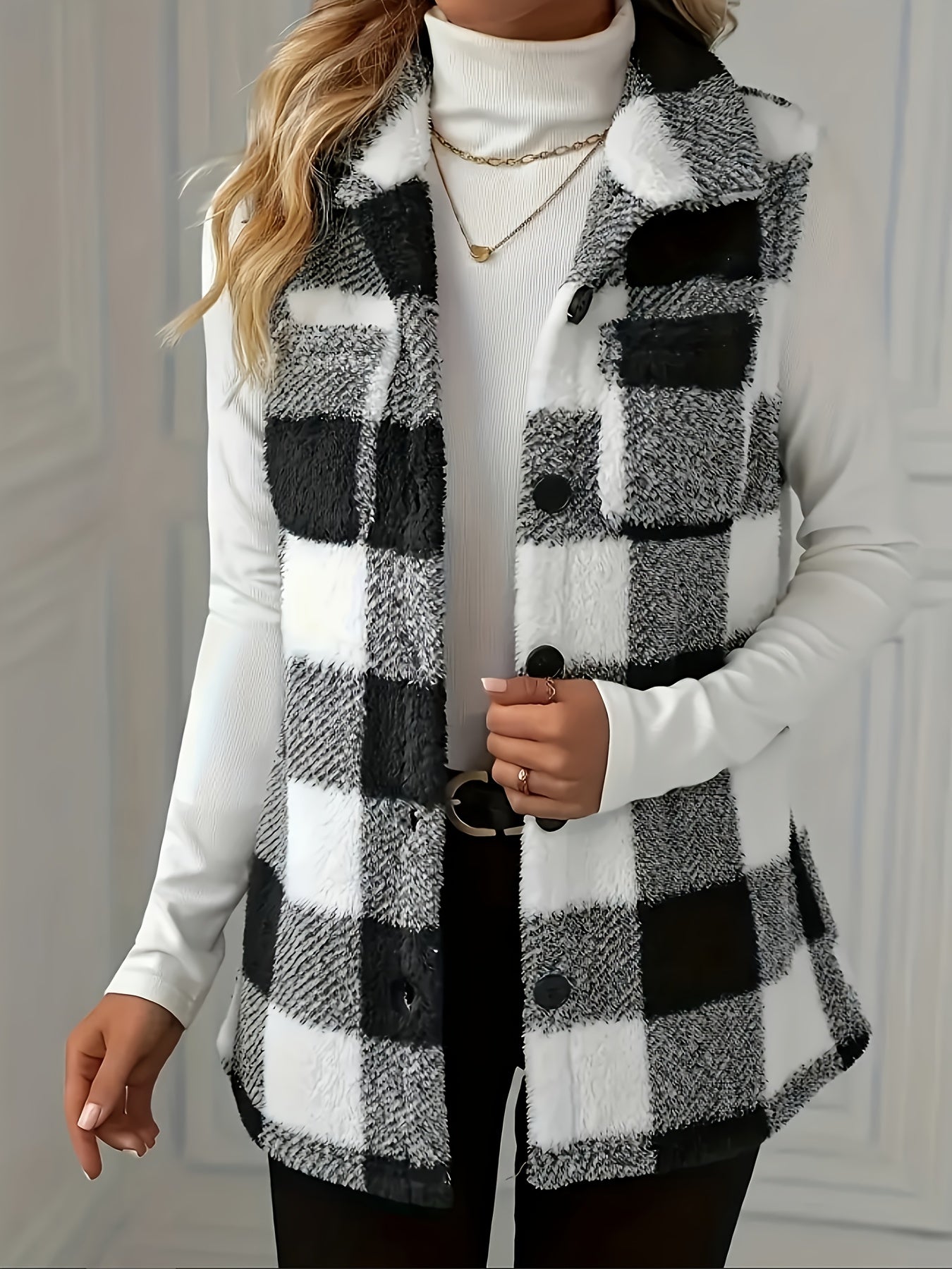 Noelle Plaid Button Front Notch Lapel Jacket - view 2