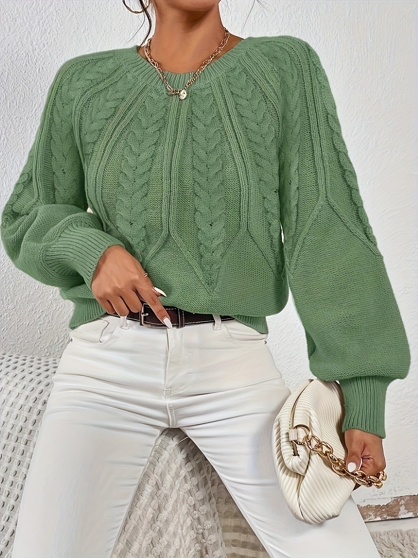 Sara Cable Knit Loose Fit Sweater - view 5