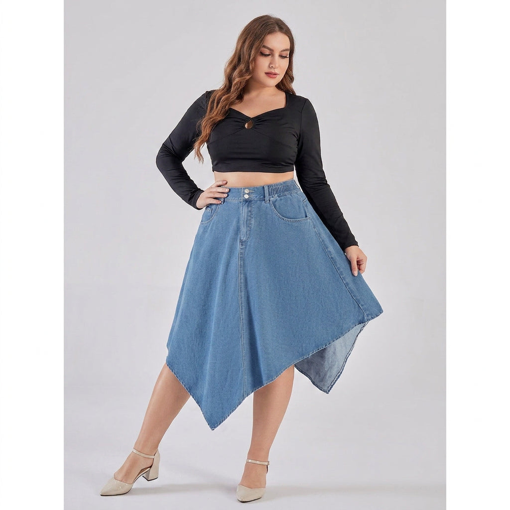 Rhea Irregular Denim Skirt