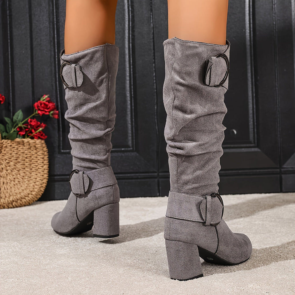 Rosalind Slouch Block Heel Mid Calf Boots - view 11