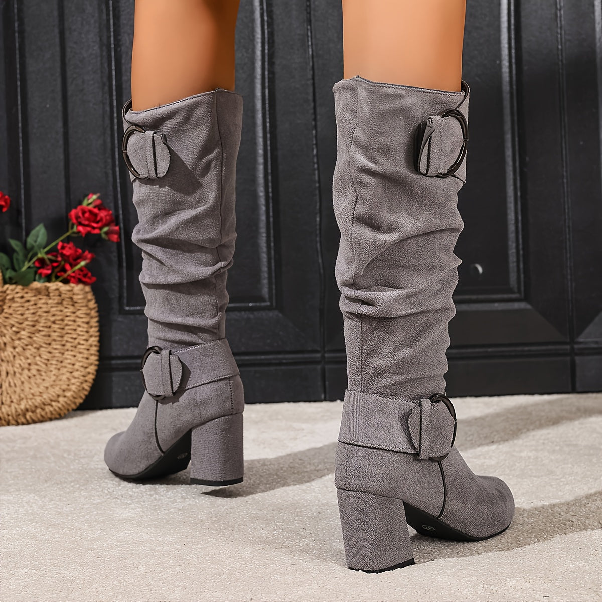 Rosalind Slouch Block Heel Mid Calf Boots - view 11