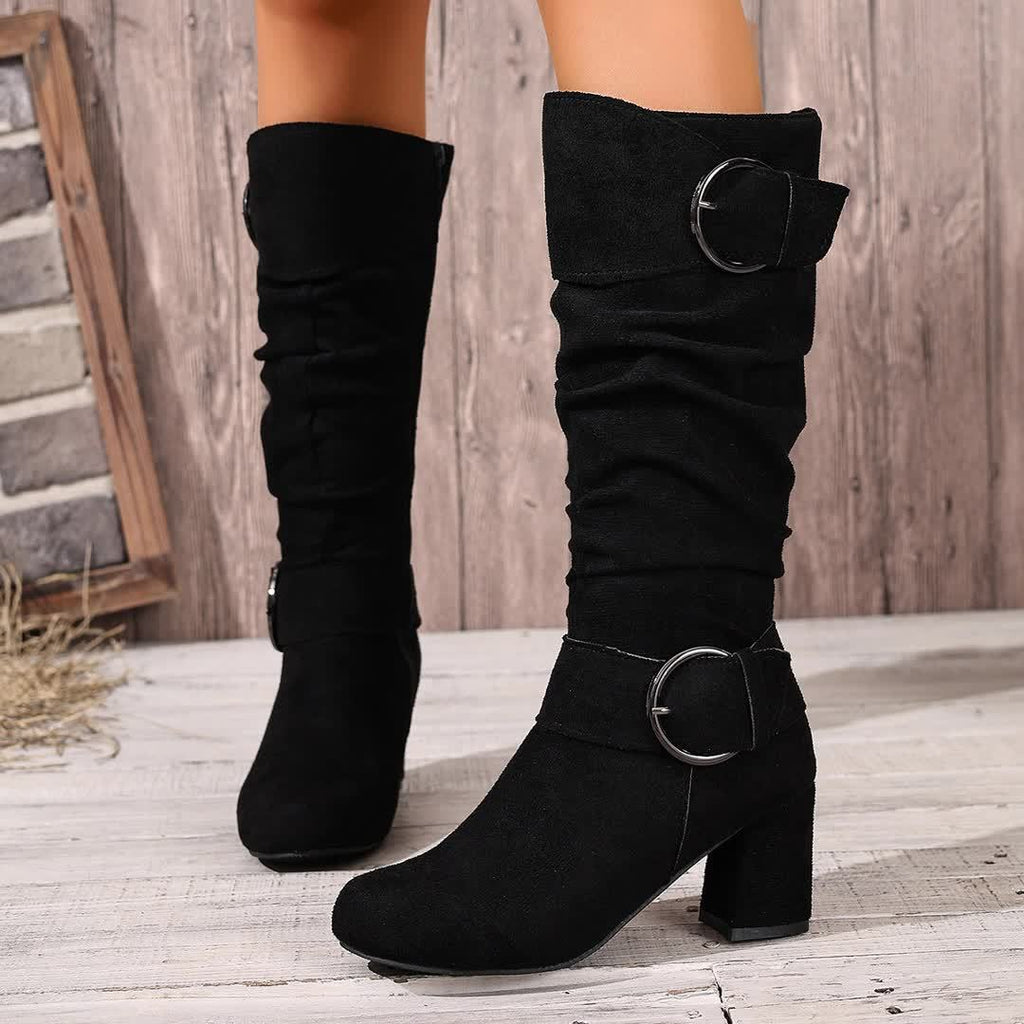 Rosalind Slouch Block Heel Mid Calf Boots - view 12