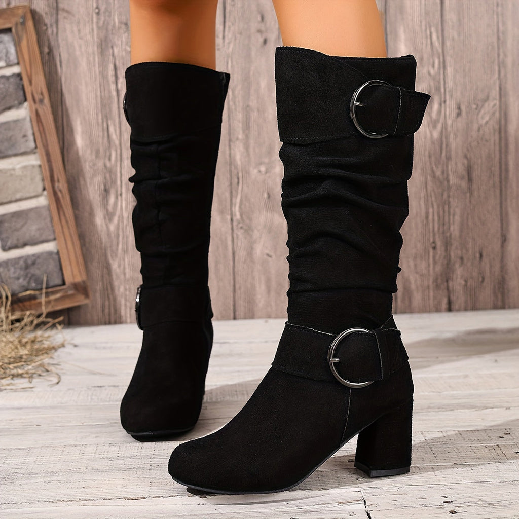 Rosalind Slouch Block Heel Mid Calf Boots - view 2