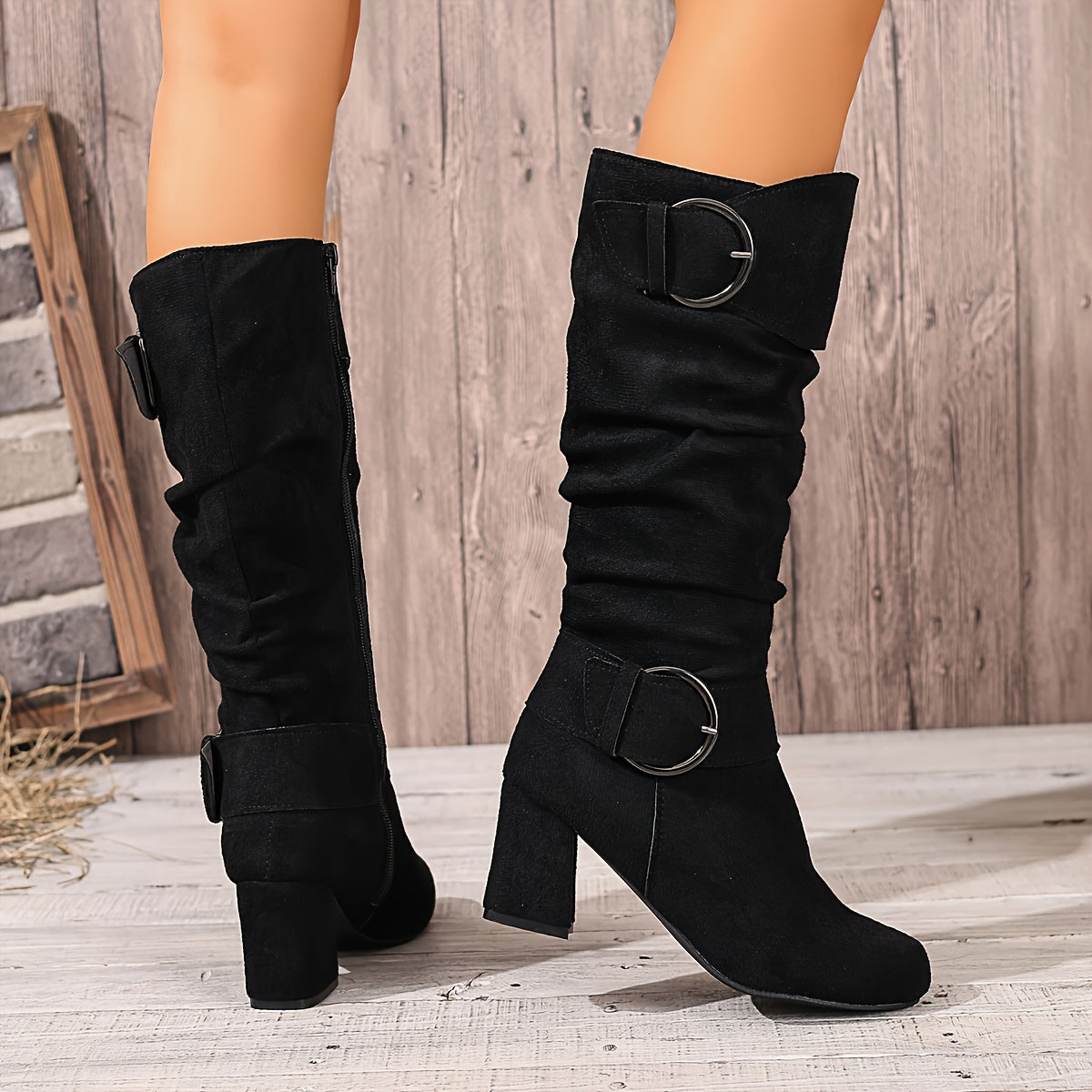 Rosalind Slouch Block Heel Mid Calf Boots - view 4