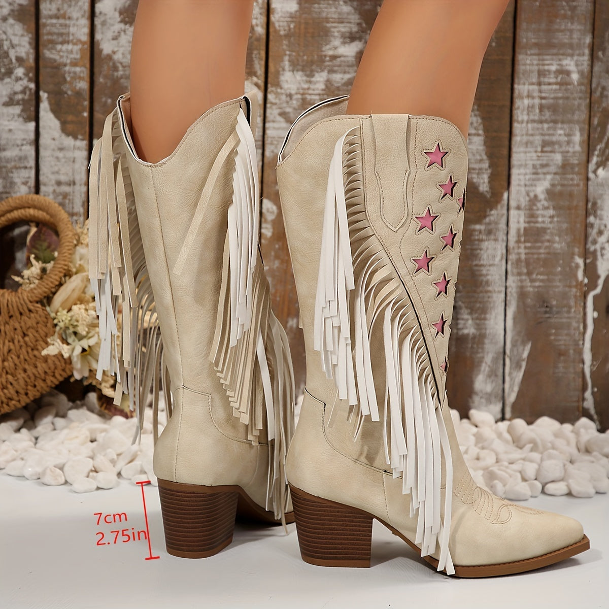 Margot Western Block Heel Fringed Knee High Boots - view 3