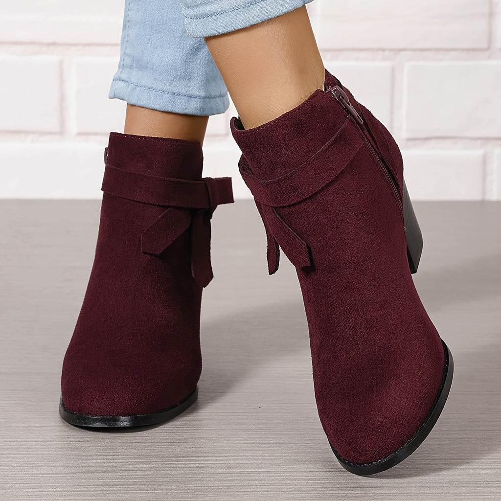 Anneliese Bow Detail Pointed Toe Ankle Boots - front view