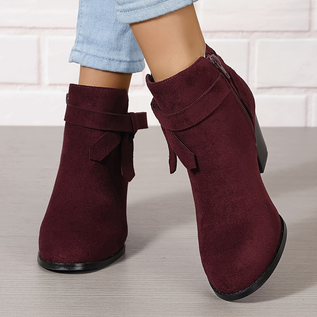 Anneliese Bow Detail Pointed Toe Ankle Boots - front view