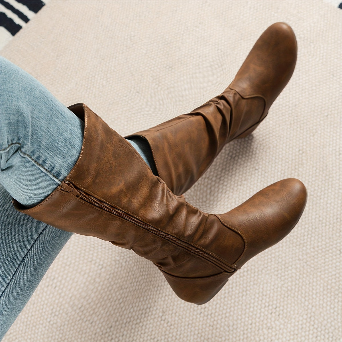 Nina Slouch Flat Side Zip Boots - front view