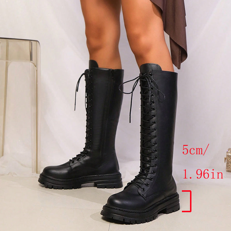 Nova Combat Platform Knee High Boots - view 4