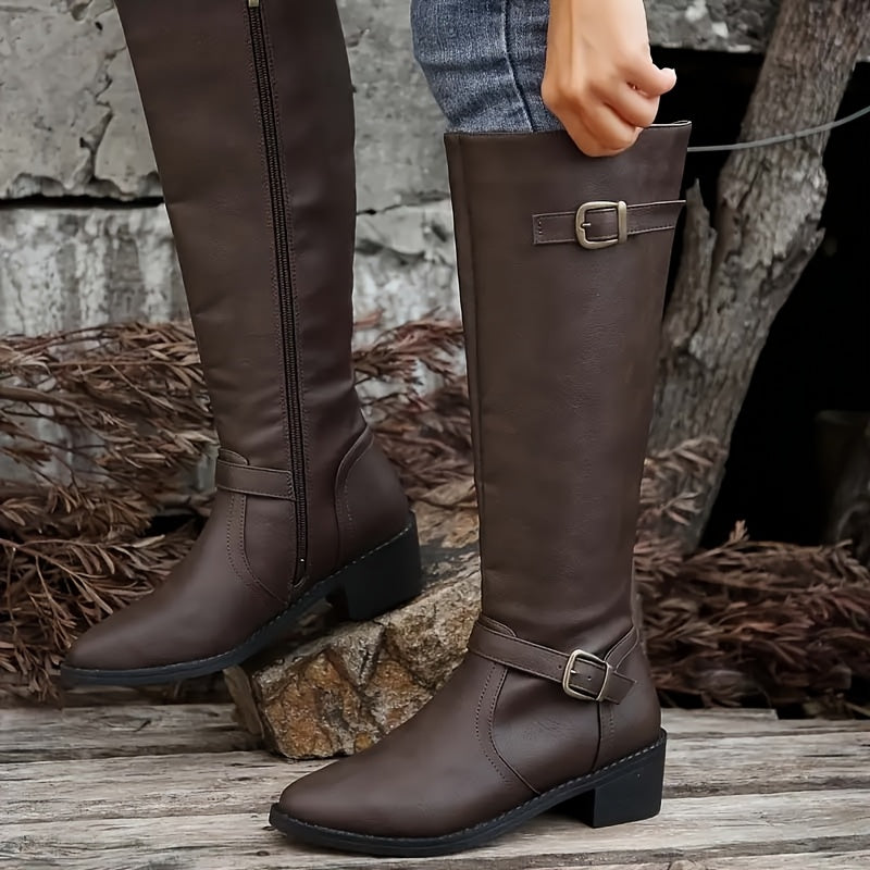 Marguerite Riding Block Heel Knee High Boots - view 6